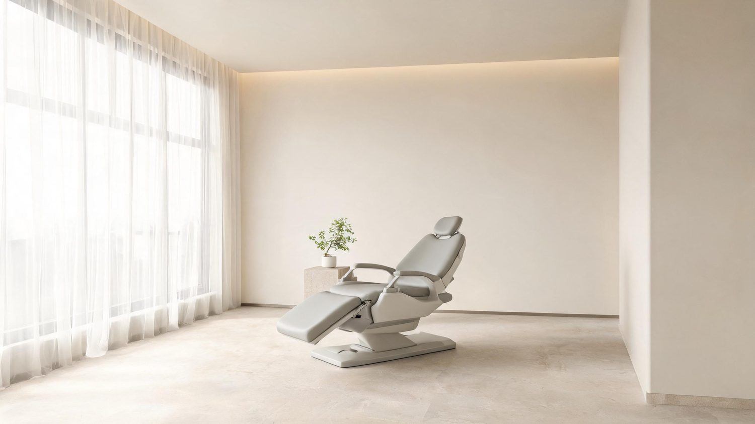 Calm, light-filled treatment room